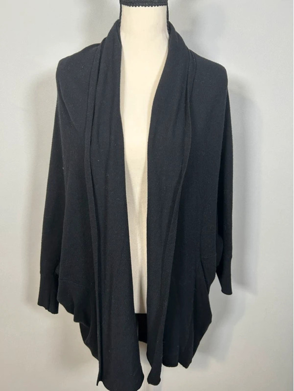 Express Black Open Front Draped Cardigan Sweater Size S